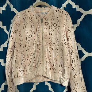 Dex Blush Eyelet Bomber Jacket